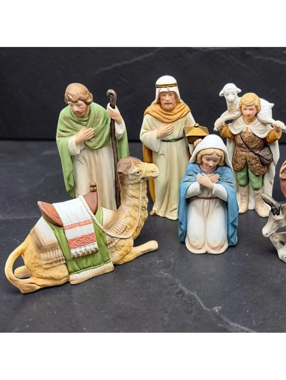 Vintage HOMCO Home Interiors Nativity 7 Pc Porcelain Set Camel Donkey #5419